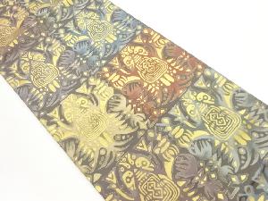 横段に抽象模様織出し袋帯